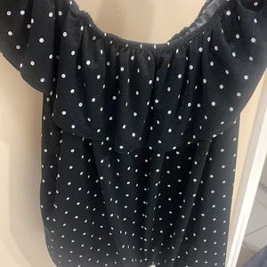 Daily Special black & white polka ruffle shirt with tie size large